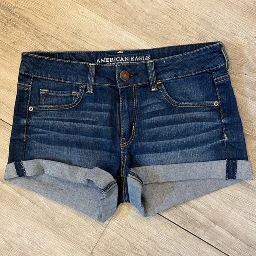 American Eagle Stretch Shorts 10 Blue Denim